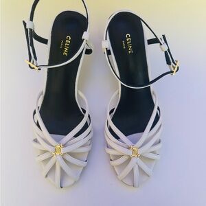 Celine White Strappy Sandals